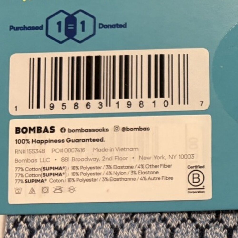 2 Pairs Bombas Ankle Athletic Socks Unisex - Picture 4 of 5